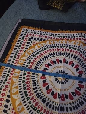 Colorful Boho Mandala Bandana Scarf - Red, Mustard, Green, Black